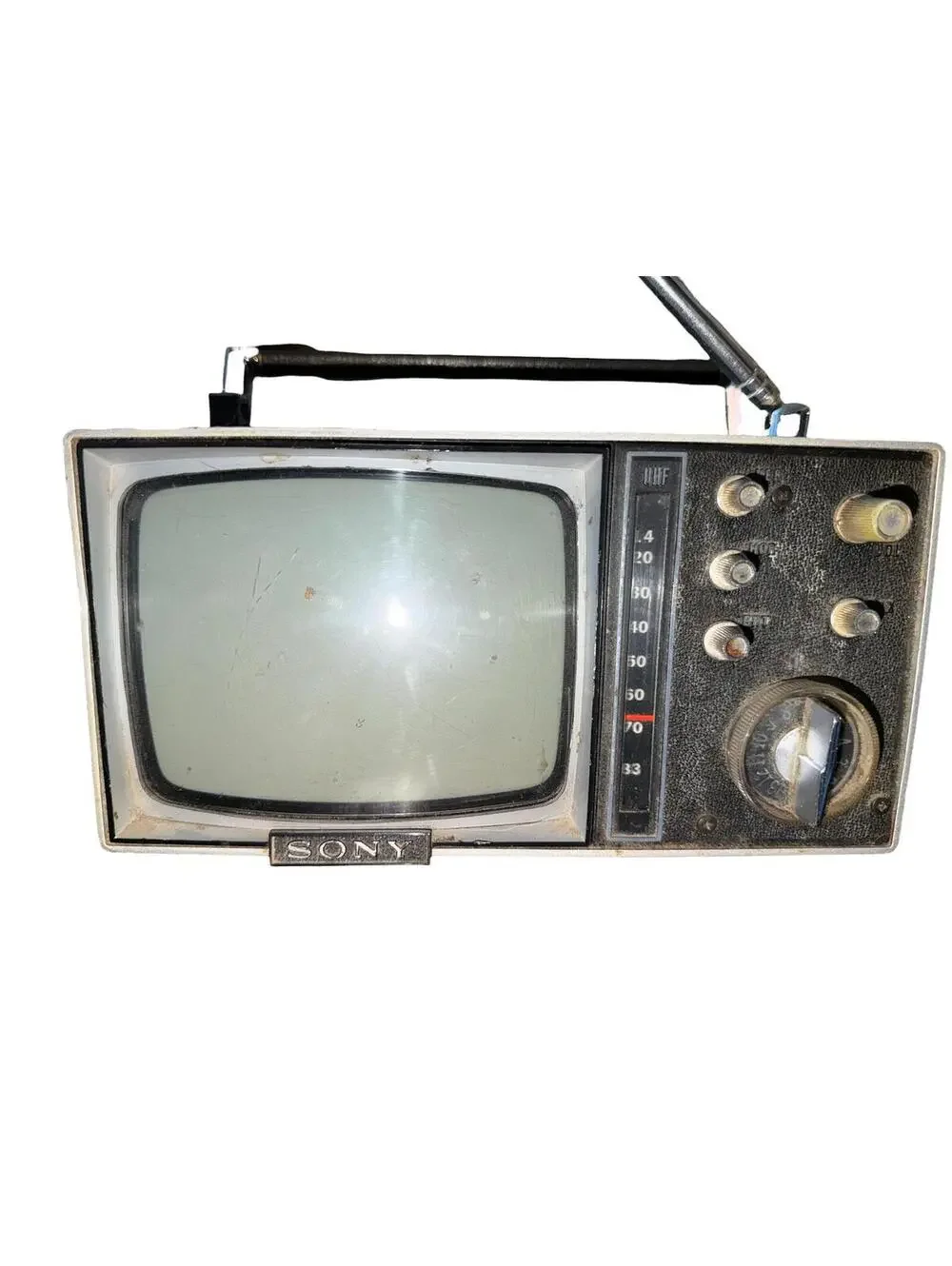 Vintage Sony Portable TV with Antenna UNTESTED FOR PARTS